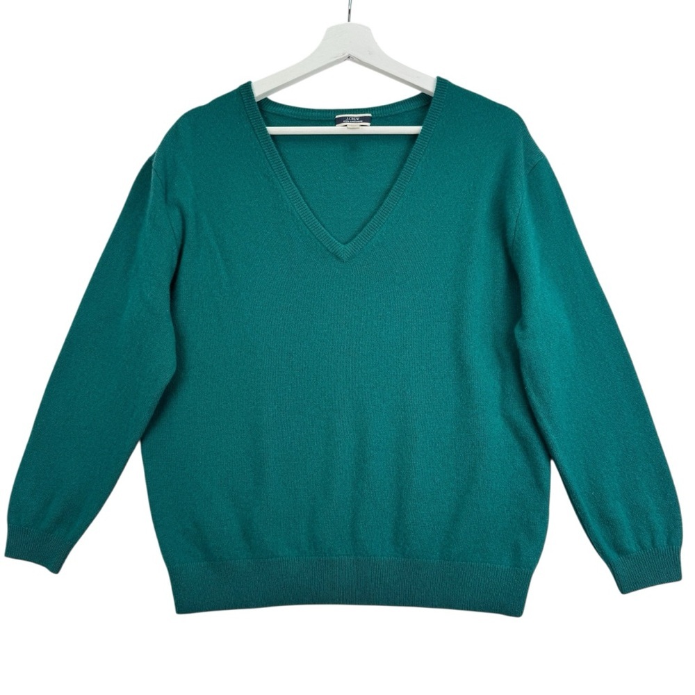 J. Crew 100% Cashmere Women’s Sweater Green XS Academia Preppy Pullover V neck